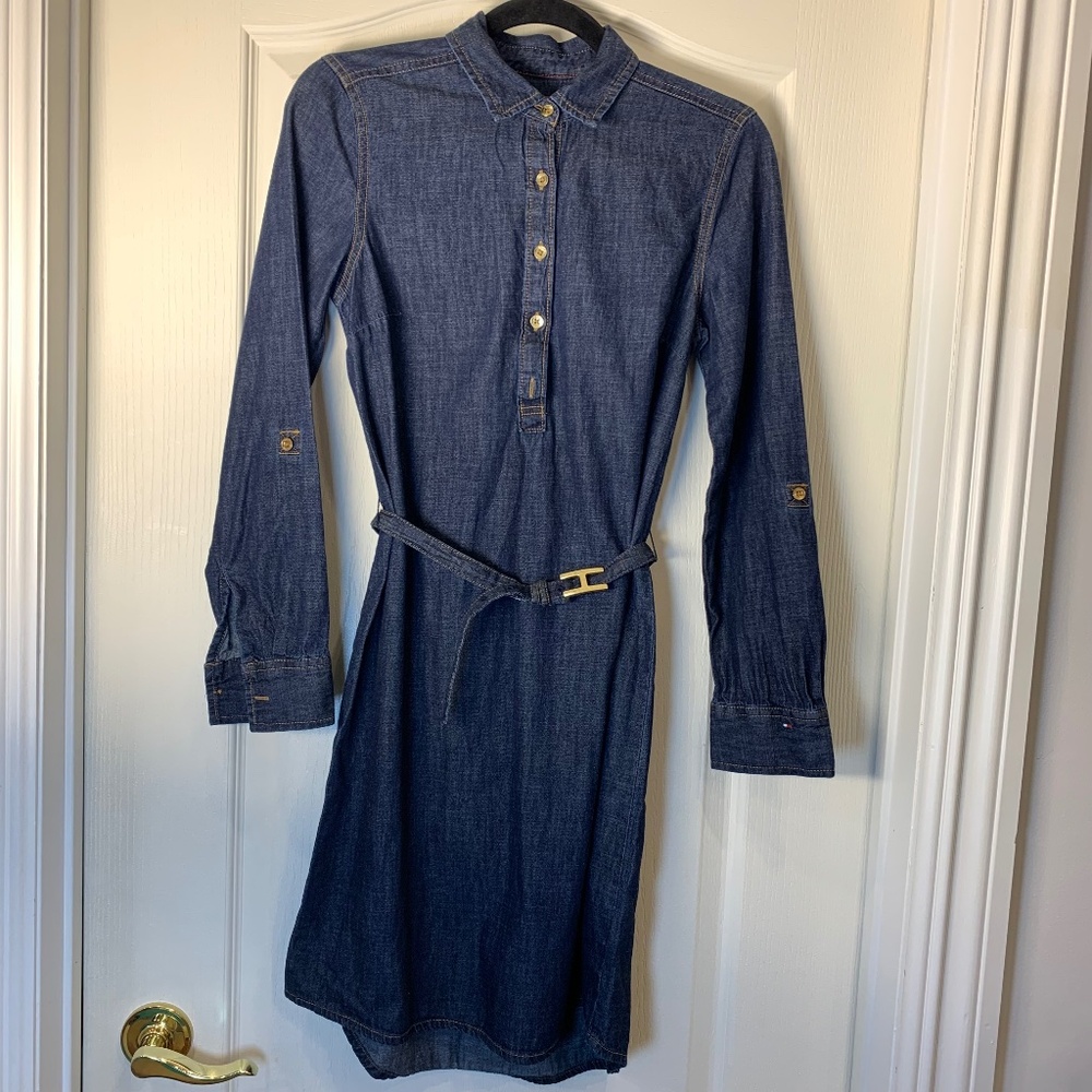 Tommy Hilfiger Denim Shirt Dress – Classic Chic for Workdays (XS) Office